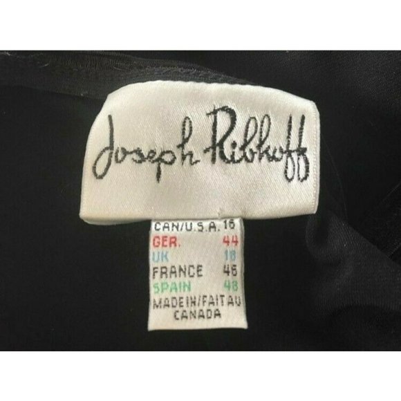 JOSEPH RIBKOFF Long Sleeve Top Blouse Size 16 Black Nylon Trim Neck and Cuffs - Picture 7 of 7